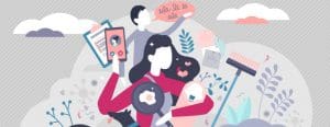 Graphic with busy mom juggling many things