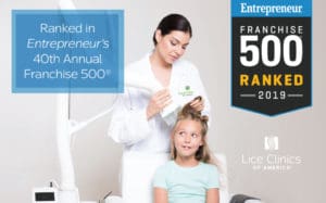 little girl receiving AirAlle treatment in a top franchise, Lice Clinics of America